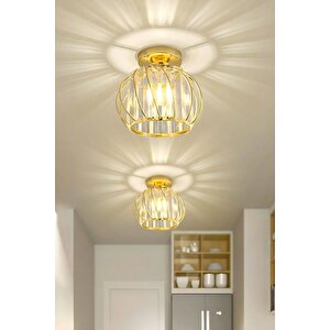 Bella Luce Model Gold Kaplama Kristal Taşlı Metal Gövde Modern Her Alana Uygun Lüx Plafonyer Avize