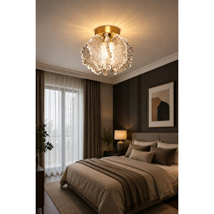 Katerina Model Gold Kaplama Metal Salon Mutfak Oturma Yatak Odası Modern Led Plafonyer Avize