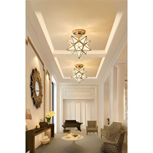 Mira Model Yıldız Gold Renk Kaplama Metal Salon Yatak Mutfak Hol Modern Tavan Plafonyer Avize