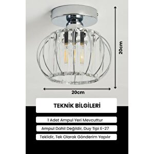 Bella Luce Model Krom Renk Kaplama Metal Kristal Taşlı Yatak Salon Oturma Odası Plafonyer Avize