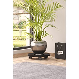 Siyah Siyah Tekerlekli Damacana - Saksılık - Tüp Altlığı Pratik Mobilyalar Retro 5 Cm Retro Mdf