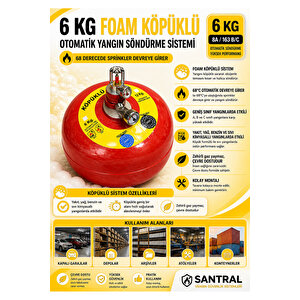 6 Kg Köpüklü Tavan Tipi Sprinkli Otomatik Söndürme Sistemi