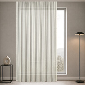 Simli Bambu Ekru Pilesiz (1x1) Tül Perde 200x170 cm