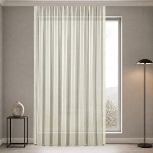 Simli Bambu Krem Pilesiz (1x1) Tül Perde 275x270 cm