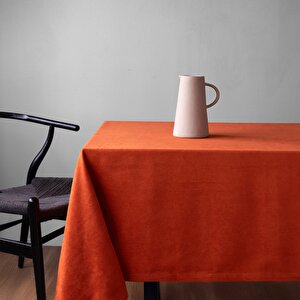 Safir Kiremit Kadife Dokulu Dertsiz Masa Örtüsü 140x260 Cm 140x260 cm