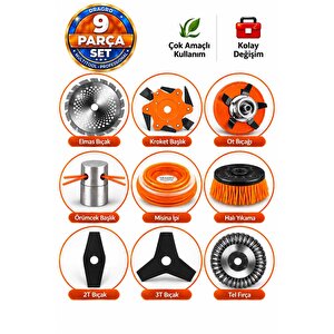 9 Adet Benzinli Tırpan Başlıkları 26 Mm 9 Diş Için Uygundur