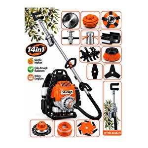Sırt Tipi Motorlu Tırpan Çapalama Seti + Zeytin Toplama 14 Parça Full Set Bahçe Seti