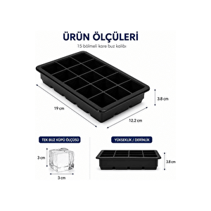15 Li Standart Boy Kare Silikon Buz Kalıbı Mit1341