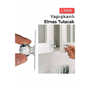 1 Adet Şeffaf Kristal Görünümlü Dolap Çekmece Kolu Tutma Kulbu Zemin Kancası Mit1355