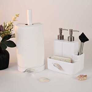 Leaf İki Sıvılı Süngerlik Gümüş Beyaz