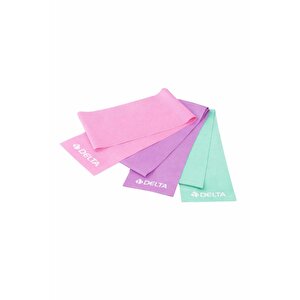 3 'lü Pilates Bandı Plates Egzersiz Direnç Lastiği Seti (uç Kısmı Açık) Pembe