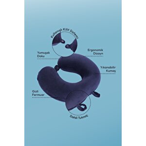 Seyahat Boyun Yastığı Comfort Ortopedik Seyahat Yastığı Visco Lacivert