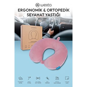 Seyahat Boyun Yastığı Comfort Ortopedik Seyahat Yastığı Visco Pembe