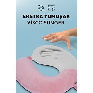 Seyahat Boyun Yastığı Comfort Ortopedik Seyahat Yastığı Visco Pembe