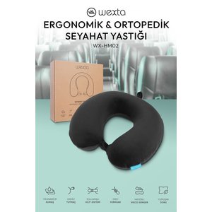 Seyahat Boyun Yastığı Comfort Ortopedik Seyahat Yastığı Visco Siyah