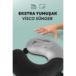 Seyahat Boyun Yastığı Comfort Ortopedik Seyahat Yastığı Visco Siyah