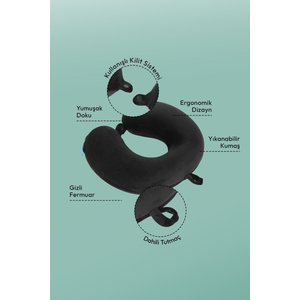 Seyahat Boyun Yastığı Comfort Ortopedik Seyahat Yastığı Visco Siyah