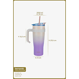 Alto Pipetli Paslanmaz Çelik Termos Bardak Pembe 1000 Ml Pembe
