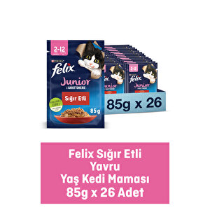 Yavru Sığıretli Yaş Kedi Maması 26 Adet X 85 Gr. ( Yeni Paket)