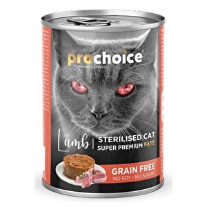 Pro Choice Kısırlaştırılmış Kuzu Etli Sekersiz Tahilsiz Ezme Yetiskin Kedi Konservesi 400 Gr X 10 Adet 10 Adet