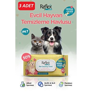Care Evcil Hayvanlar Için Çok Amaçlı Hijyenik Temizleme Havlusu 50'li - Nergis Çiçeği Kokulu