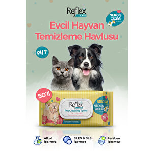 Care Nergis Çiçeği Kokulu Evcil Hayvan Temizleme Havlusu 50'li X 2 Adet