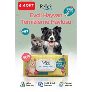 Care Evcil Hayvanlar Için Çok Amaçlı Hijyenik Temizleme Havlusu 50'li̇ - Nergis Çiçeği Kokulu