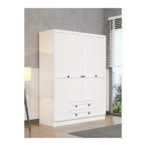 Viena Modern Tasarımlı Membran Kapaklı 4 Kapılı Gardırop (50 Cm Derinlik)