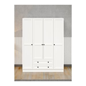 Viena Modern Tasarımlı Membran Kapaklı 4 Kapılı Gardırop (50 Cm Derinlik)