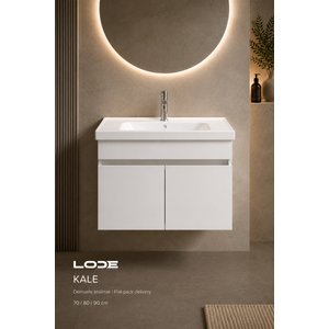 Kale Beyaz Demonte Lavabolu Alt Banyo Dolabı, Seramik Lavabo Dahil 70 cm