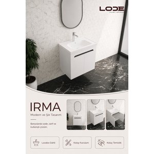 Irma Seri̇si̇ Lavabolu Alt Banyo Dolabı, Kapaklı Banyo Alt Dolabı, Seramik Lavabo Dahil 70 cm