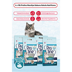 Marsilya Sabunu Kokulu Bentonit Kedi Kumu 10 Lt X 4 Adet