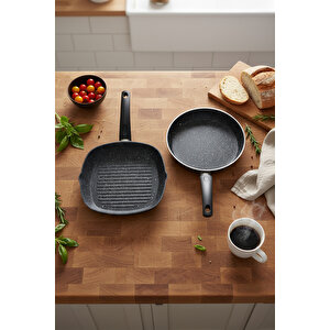 Carolin 2 Parça Grill Tava Seti Siyah ( 26 Cm -28 Cm)