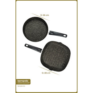Carolin 2 Parça Grill Tava Seti Siyah ( 26 Cm -28 Cm)