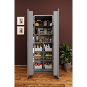 Lüks 2 Kapılı Çok Amaçlı Kiler Dolabı %100 Mdf Erzak Organizer Mutfak Dolabı Mk06