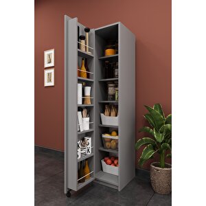Lüks Çok Amaçlı Kiler Dolabı %100 Mdf Erzak Organizer Mutfak Dolabı Mk19 Kül Gri