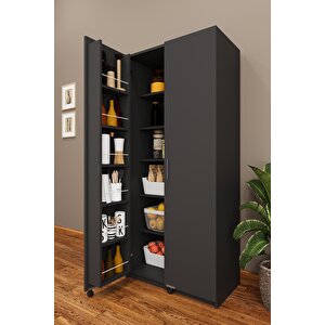Lüks 2 Kapılı Çok Amaçlı Kiler Dolabı %100 Mdf Erzak Organizer Mutfak Dolabı Mk07