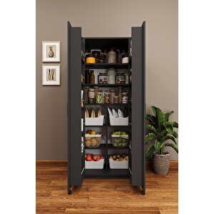 Lüks 2 Kapılı Çok Amaçlı Kiler Dolabı %100 Mdf Erzak Organizer Mutfak Dolabı Mk07