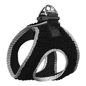 Üç Kilitli Kürklü Kedi Köpek Göğüs Tasması 32-40 Cm Medium Siyah
