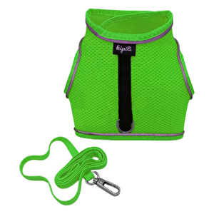 Çift Kilitli Sportif Kedi Köpek Göğüs Tasma Seti 34-44 Cm Large Yeşil