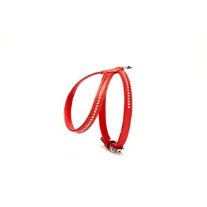 Doggie Flotter Swarovski Taşlı Deri Köpek Göğüs Tasması 1,2 X 25-35 Cm Kırmızı