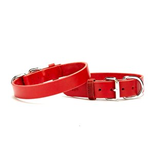 Doggie Deri El Yapımı Köpek Boyun Tasması 1,5x32-37 Cm Kırmızı