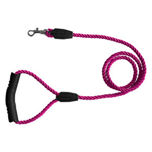 Üçlü Sarmallı Köpek Gezdirme Halatı 1 Cm-120 Cm Pembe