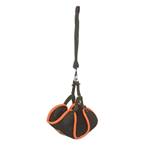 Kedi Köpek Havalı Göğüs Tasma Seti Small 32-40 Cm + 130 Cm Haki Turuncu
