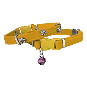 Markapet Kadife Kedi Boyun Tasması Kar Taneli 20-32 Cm Sarı