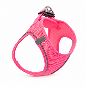 Nefes Alan Kumaş Air Mesh Kedi Köpek Göğüs Tasması Medium 44x48 Cm Neon Pembe