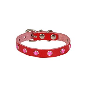 Doggie Taşlı Kedi Ve Yavru Köpek Tasması 1,5x29 Cm Kırmızı Xlarge