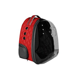 Markapet Kapitone Astronot Kedi Köpek Taşıma Çantası 28*32*40 Cm Kırmızı