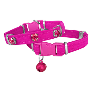 Markapet Kadife Kedi Boyun Tasması Taşlı 20-32 Cm Pembe