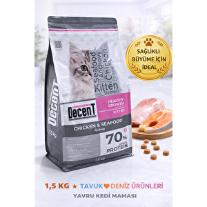 Decent Kitten Tavuk &amp; Deniz Ürünlü Yavru Kedi Maması 1,5 Kg